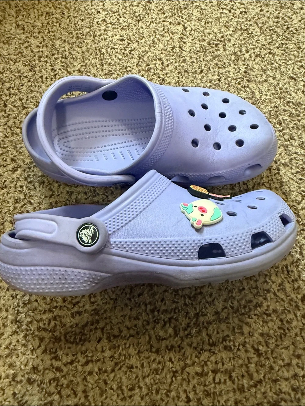 CROCS Kids Lavender Slip-On Clogs with Decorative Charms